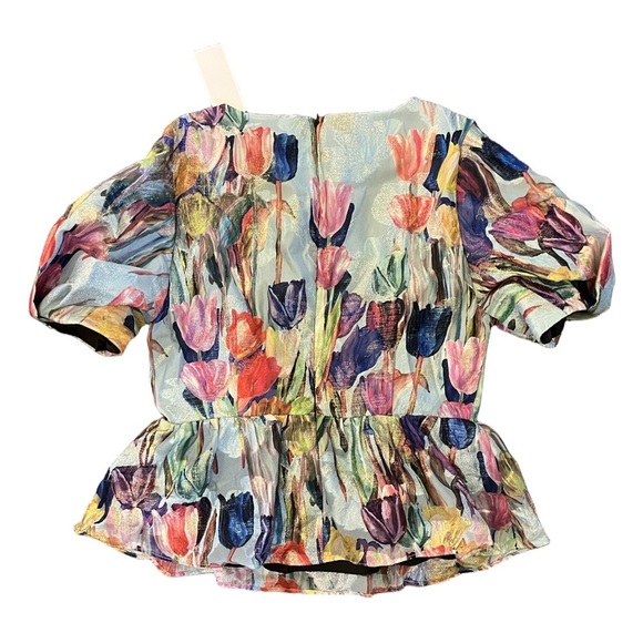 MILLY Bennet Peplum Blouse M - Picture 3 of 10